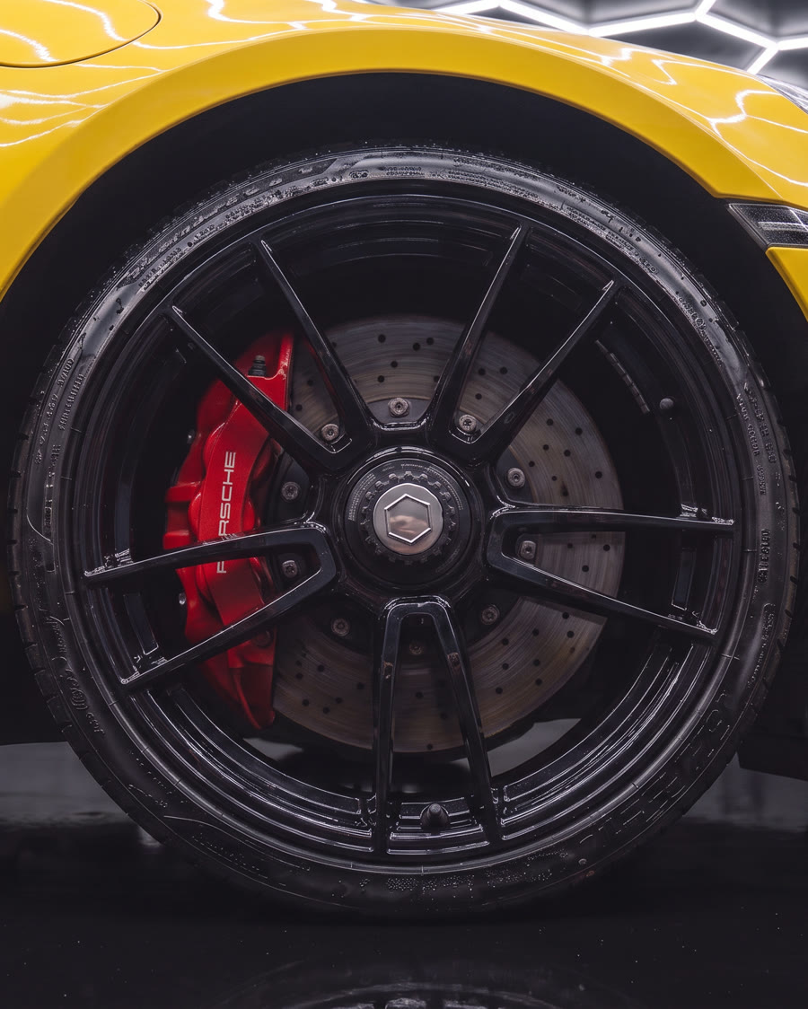 Clean wheel and red brake caliper